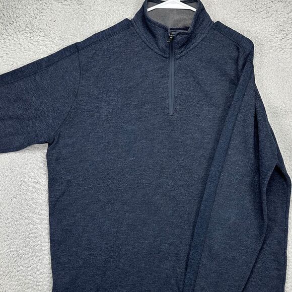 Eddie Bauer Sweater Adult Large Tall Blue Quarter Zip Pullover Sweatshirt Mens